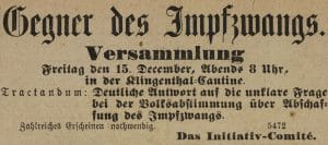 Inserat Verein gegen Impfzwang