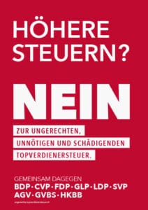 Flyer des Nein-Komitees zur Initiative «Topverdienersteuer: Für gerechte Einkommenssteuern in Basel»
